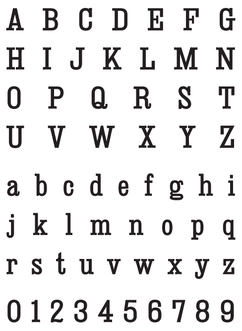 Deadwood Singlewide Heavy - Uppercase, Lowercase and Numerals