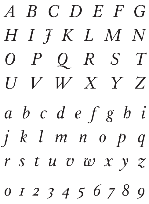 Leyden Italic - Uppercase, Lowercase and Numerals