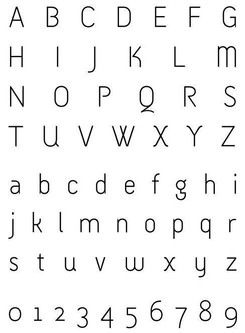 Armature Sans Extra Light - Uppercase, Lowercase and Numerals
