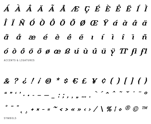 Alembic Bold Italic One – Accents, Ligatures and Symbols Alembic Bold Italic One - Accents, Ligatures and Symbols