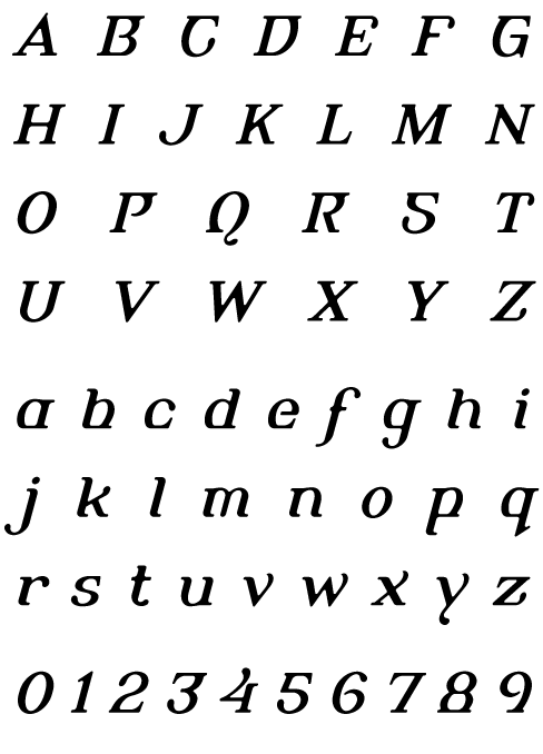 Alembic Regular Italic One – Uppercase, Lowercase and Numerals Alembic Regular Italic One - Uppercase, Lowercase and Numerals