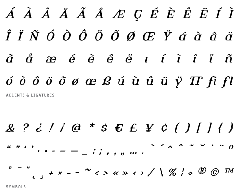 Alembic Regular Italic One – Accents, Ligatures and Symbols Alembic Regular Italic One - Accents, Ligatures and Symbols