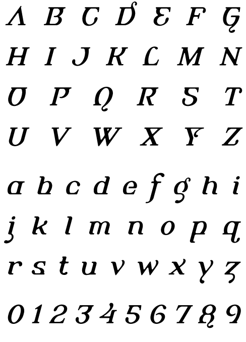 Alembic Regular Italic Two – Uppercase, Lowercase and Numerals Alembic Regular Italic Two - Uppercase, Lowercase and Numerals