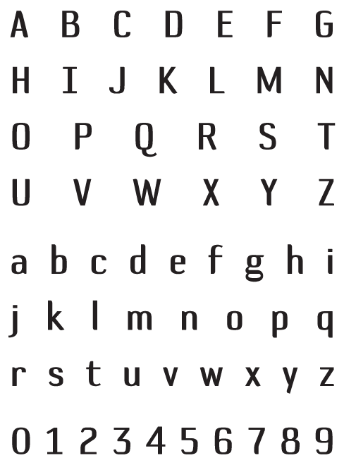 DefaultGothic_CGauge – Uppercase, Lowercase and Numerals Default Gothic Font C Gauge