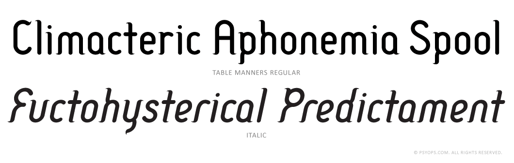 Table Manners Font Specimen