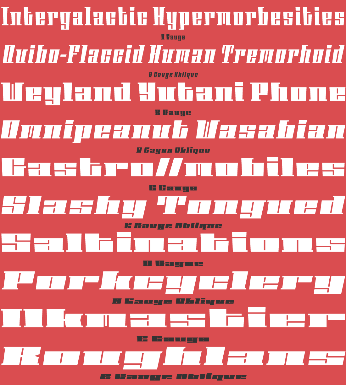Phalanx Typeface Specimen