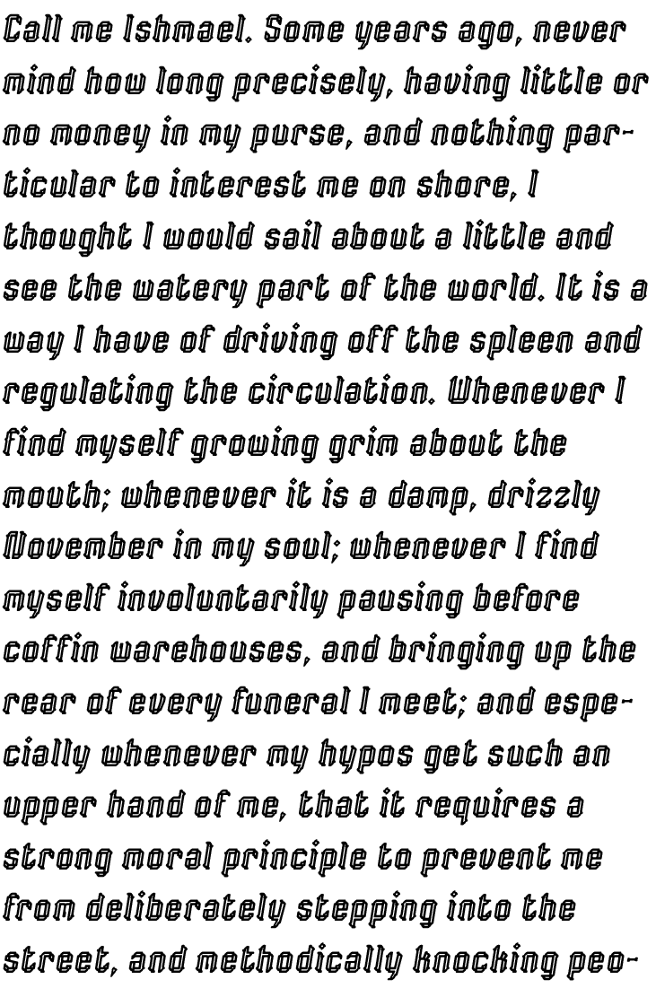 VM75 Inline – A Oblique Text Specimen