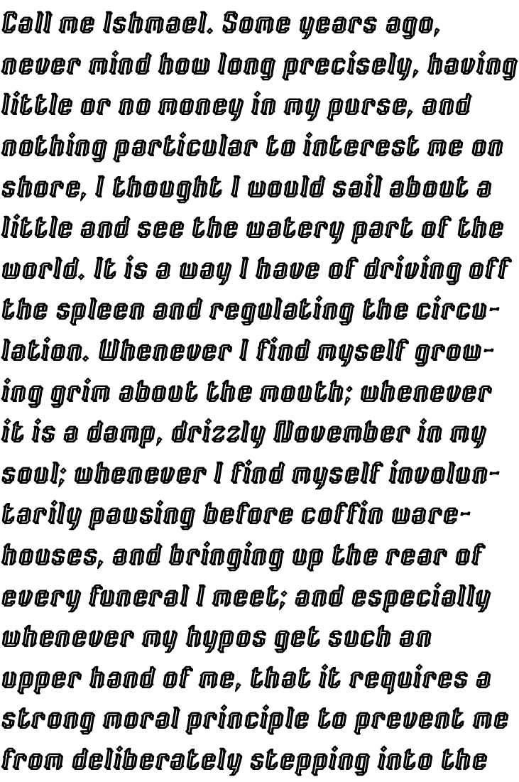 VM75 Inline – B Oblique Text Specimen