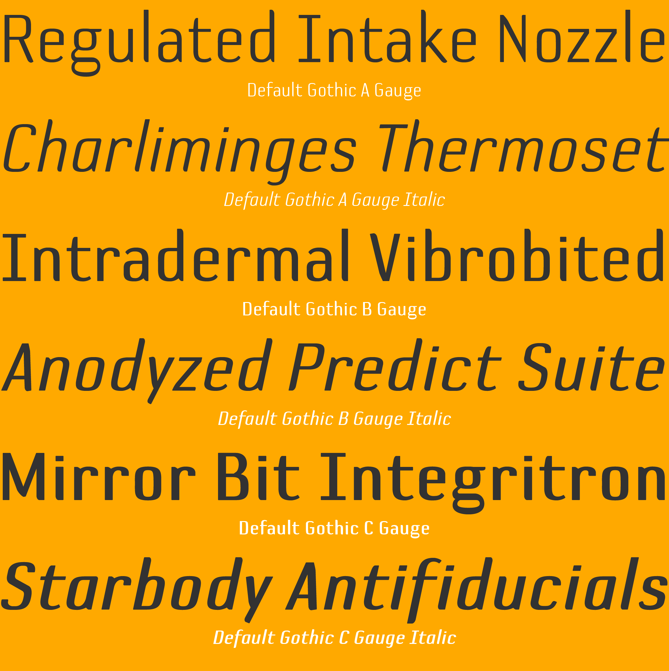 Default Gothic Font Specimen