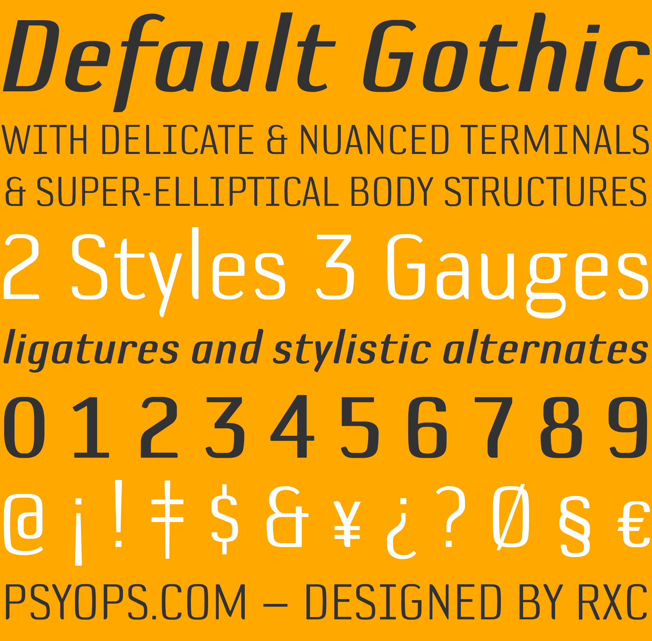 Default Gothic Font Specimen Stacked