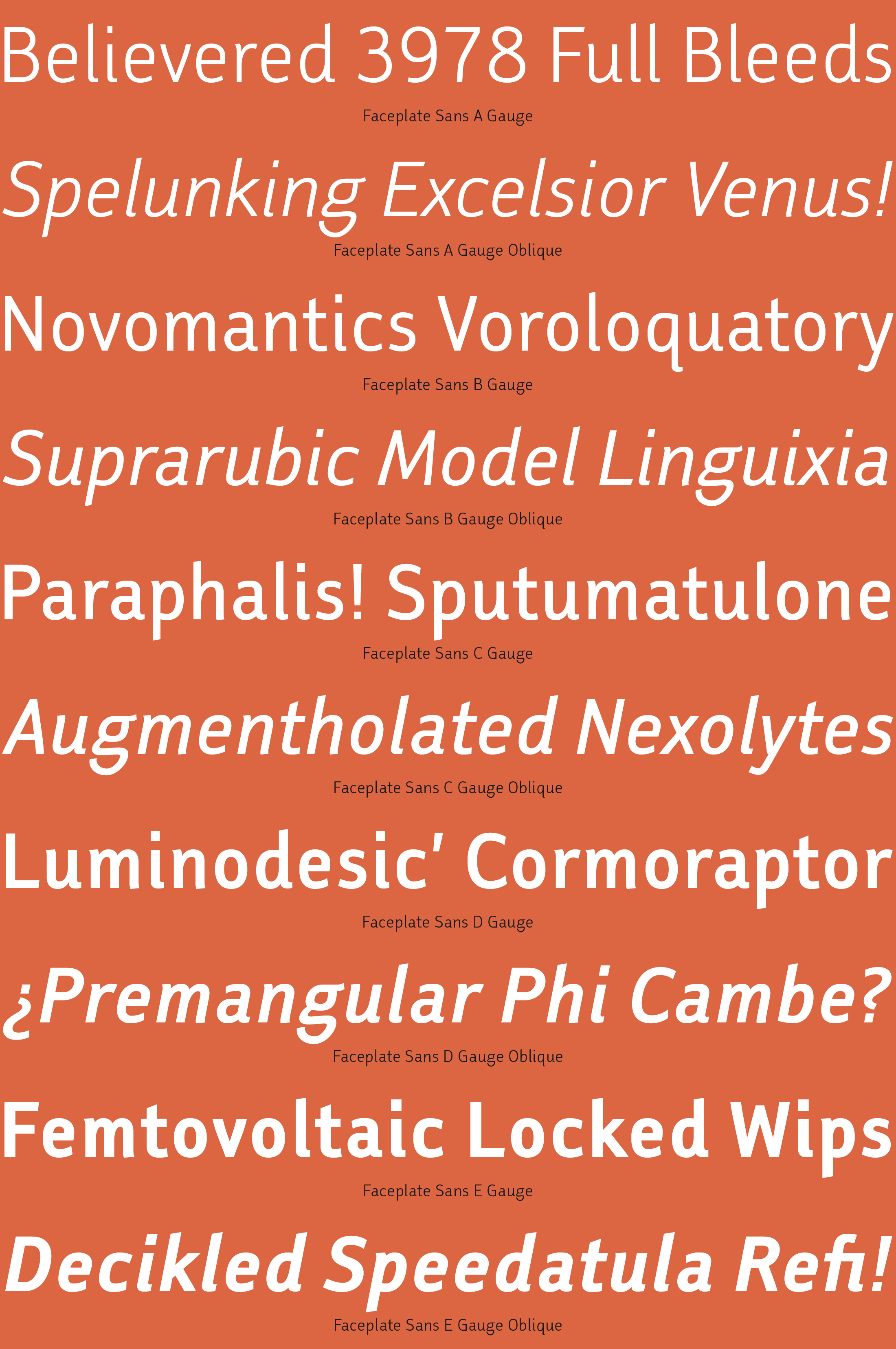 Faceplate Sans Font Specimen