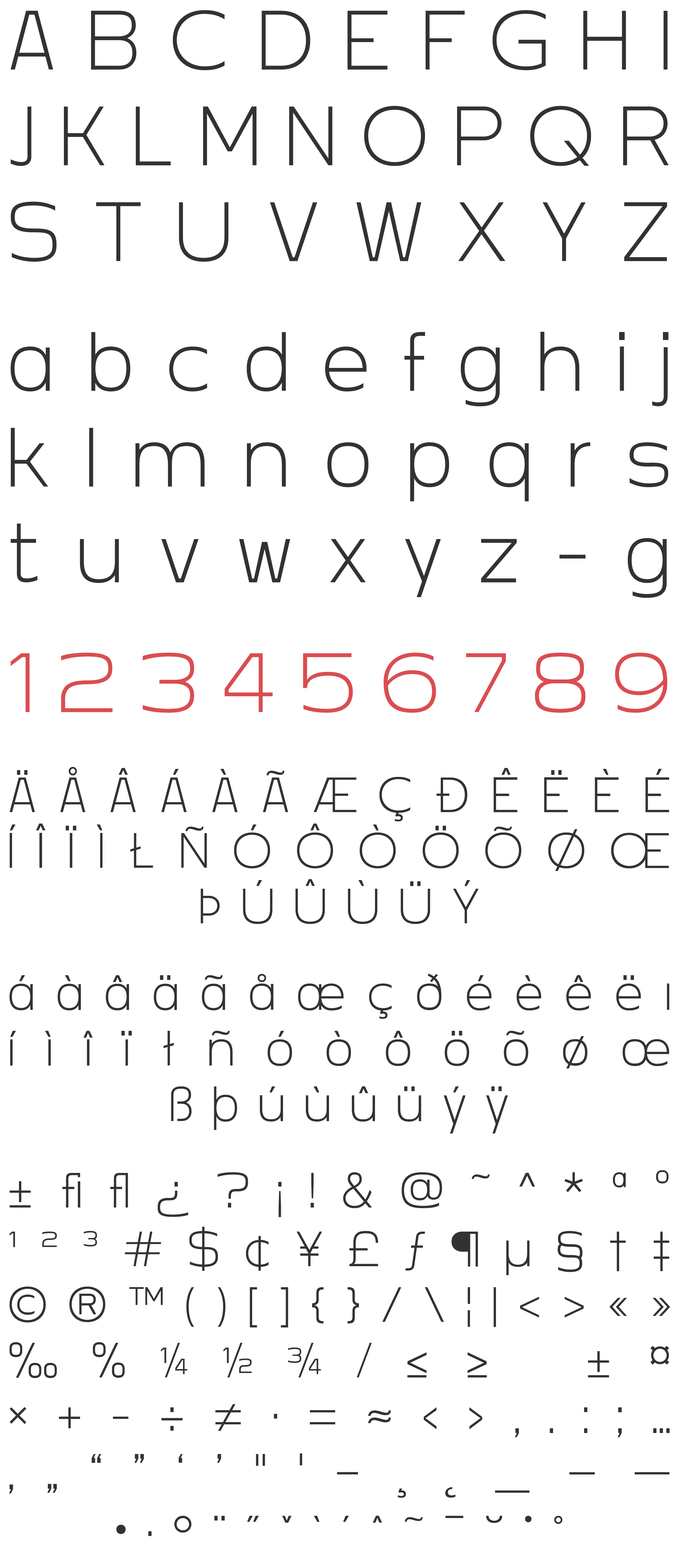 Dekalb Font Light Character Set