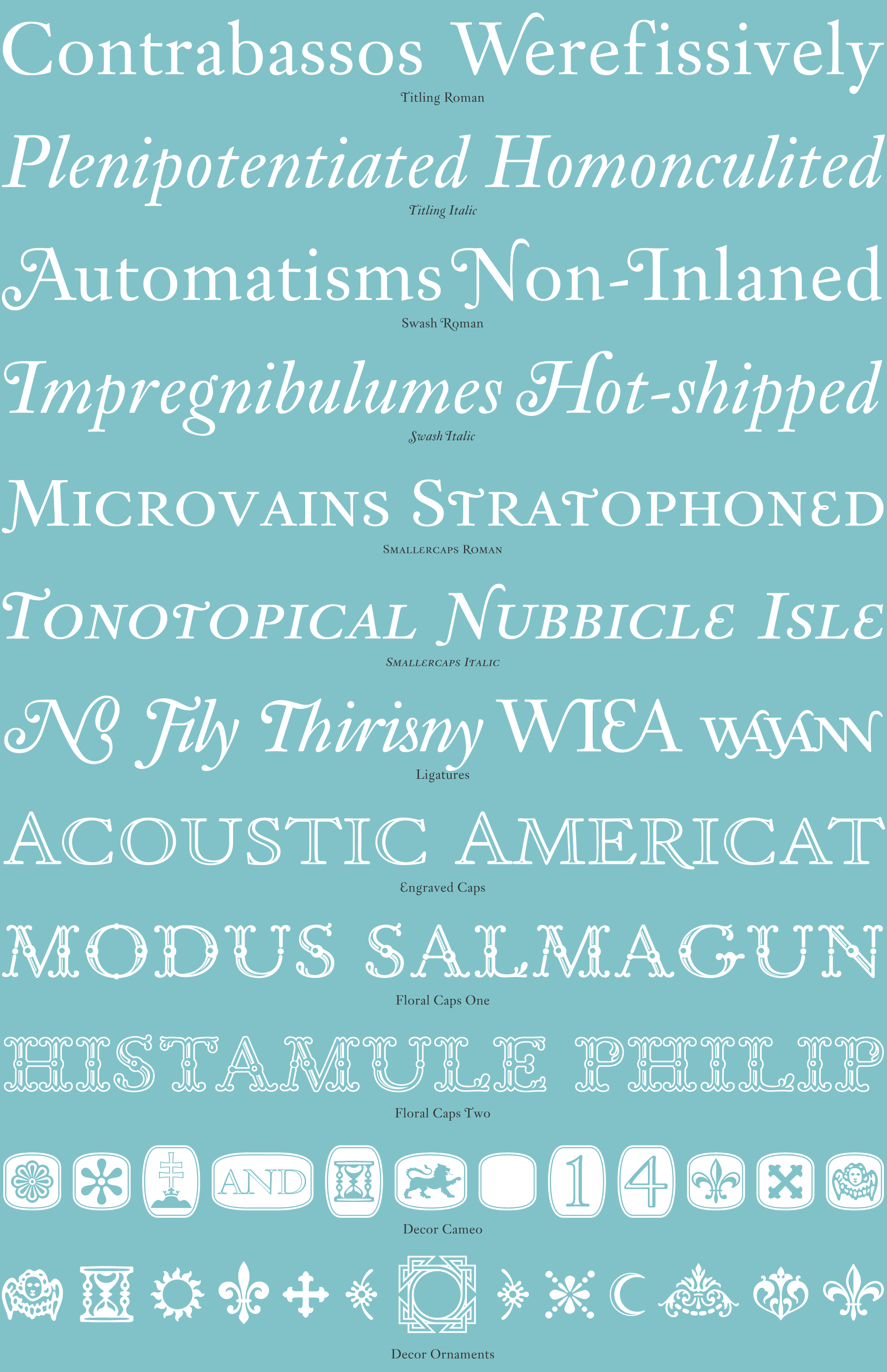 Aquamarine Font Specimens