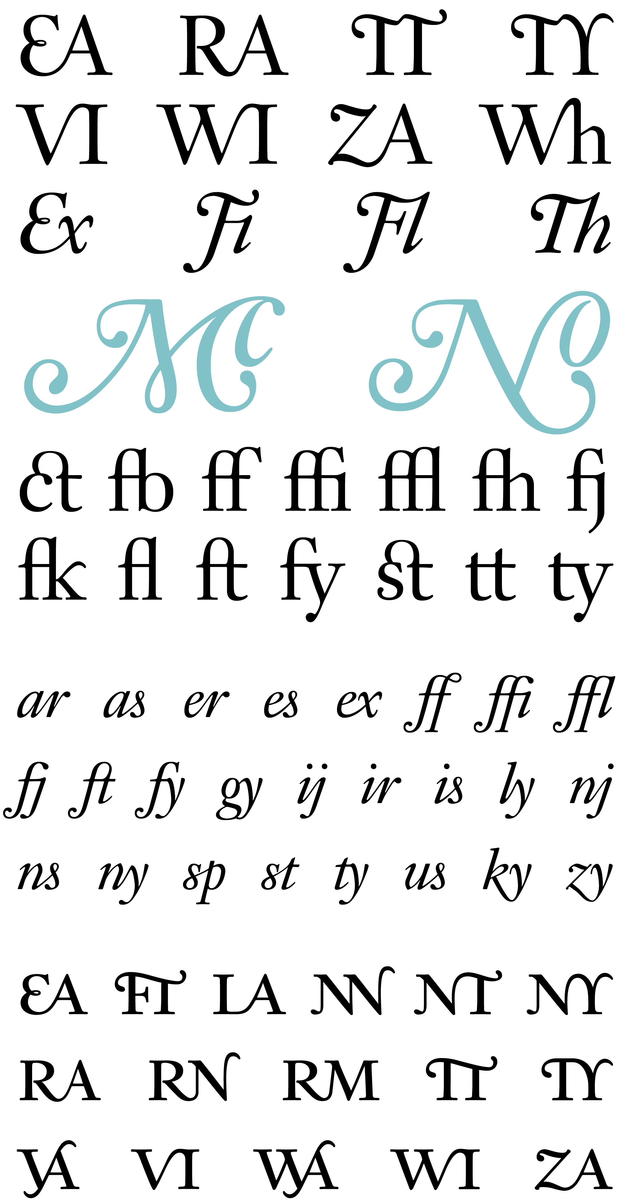 Aquamarine Font Ligatures